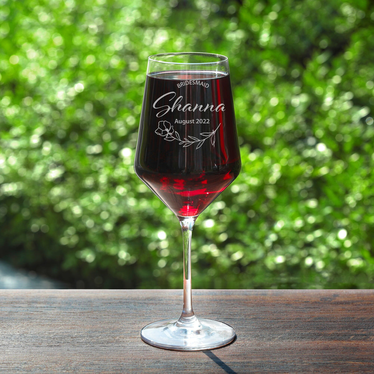 Custom Engraved Red Wine Glasses Set of 4 - Bridesmaid Gift