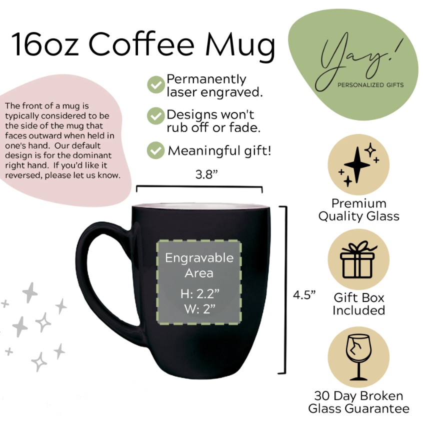 Custom Logo Coffee Mug 16oz Latte Style - Add Your Personalized Design or Company Logo (One Mug)