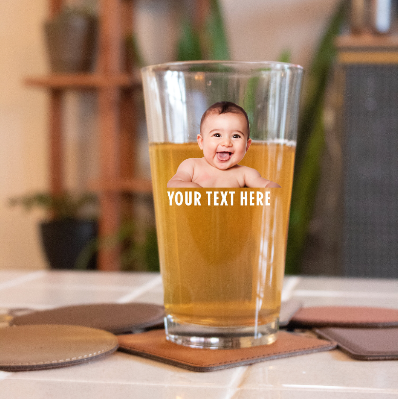 Personalized Beer Glass Pint Glass with Custom Photo