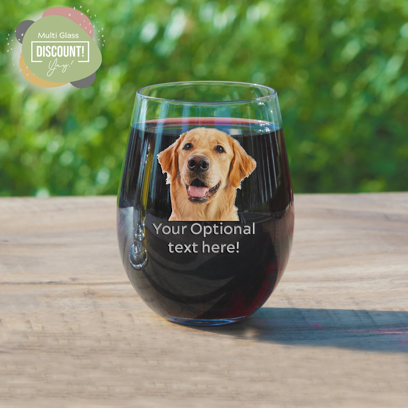 Personalized Wine Glass Stemless with Photo