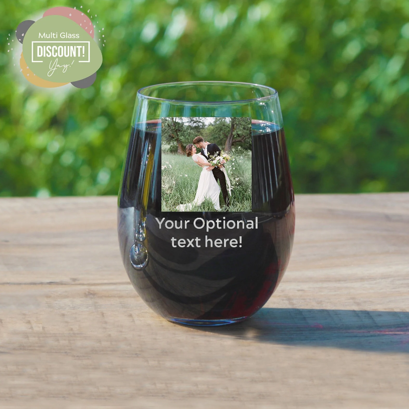 Personalized Wine Glass Stemless with Photo