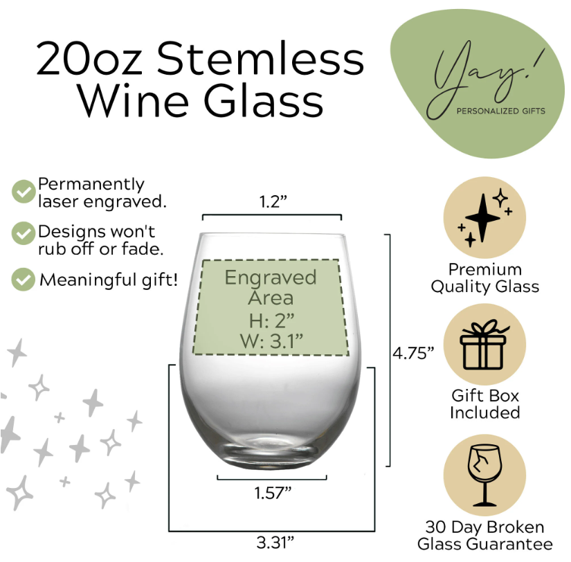 Double Sided Never Too Far To Drink Together Stemless Wine Glass