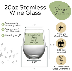 Double Sided Never Too Far To Drink Together Stemless Wine Glass