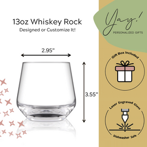 Whiskey Rocks and Wine Glass Bride and Groom Glasses Set of 2