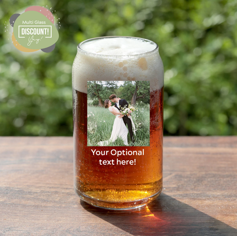 Personalized Beer Can Glass Custom Can Glass with Photo