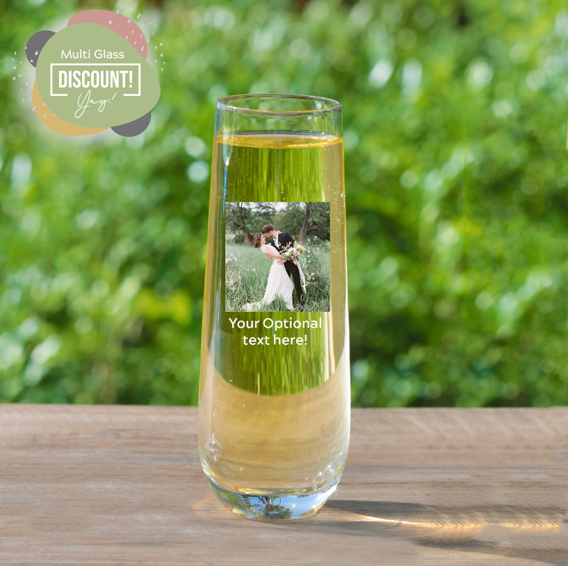 Personalized Stemless Champagne Flutes Custom Champagne Glass with Photo