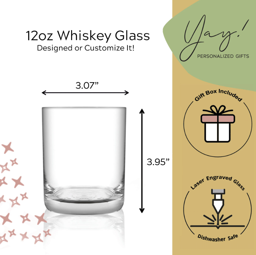 Whiskey and Wine Glass Bride and Groom Glasses Set of 2