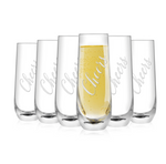 Cheers Champagne Glasses and Toasting Glasses | 10oz Stemless Champaign Flute | Celebration Bridesmaid & Bachelorette Party Glass