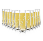 Cheers Champagne Glasses and Toasting Glasses | 10oz Stemless Champaign Flute | Celebration Bridesmaid & Bachelorette Party Glass