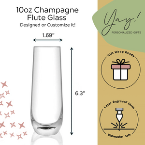 Cheers Champagne Glasses and Toasting Glasses | 10oz Stemless Champaign Flute | Celebration Bridesmaid & Bachelorette Party Glass