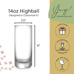 Personalized 14oz High Ball Cocktail Glass (One Glass)