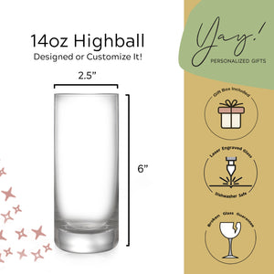 Mixed Drink Glasses, Engraved Highball