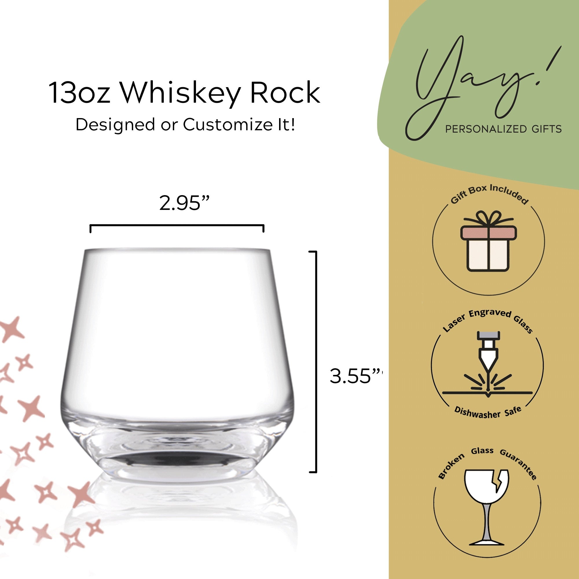 Personalized Whiskey Rocks Glass (One Glass with Gift Box)