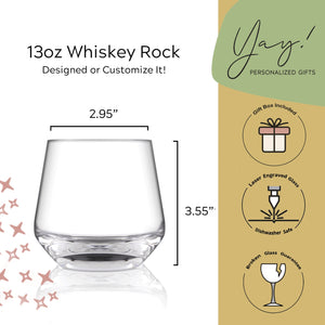 Personalized Whiskey Rocks Glass (One Glass with Gift Box)