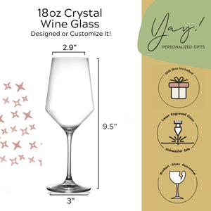 Personalized Wine Glass Crystal 18oz (One Glass with Gift Box)