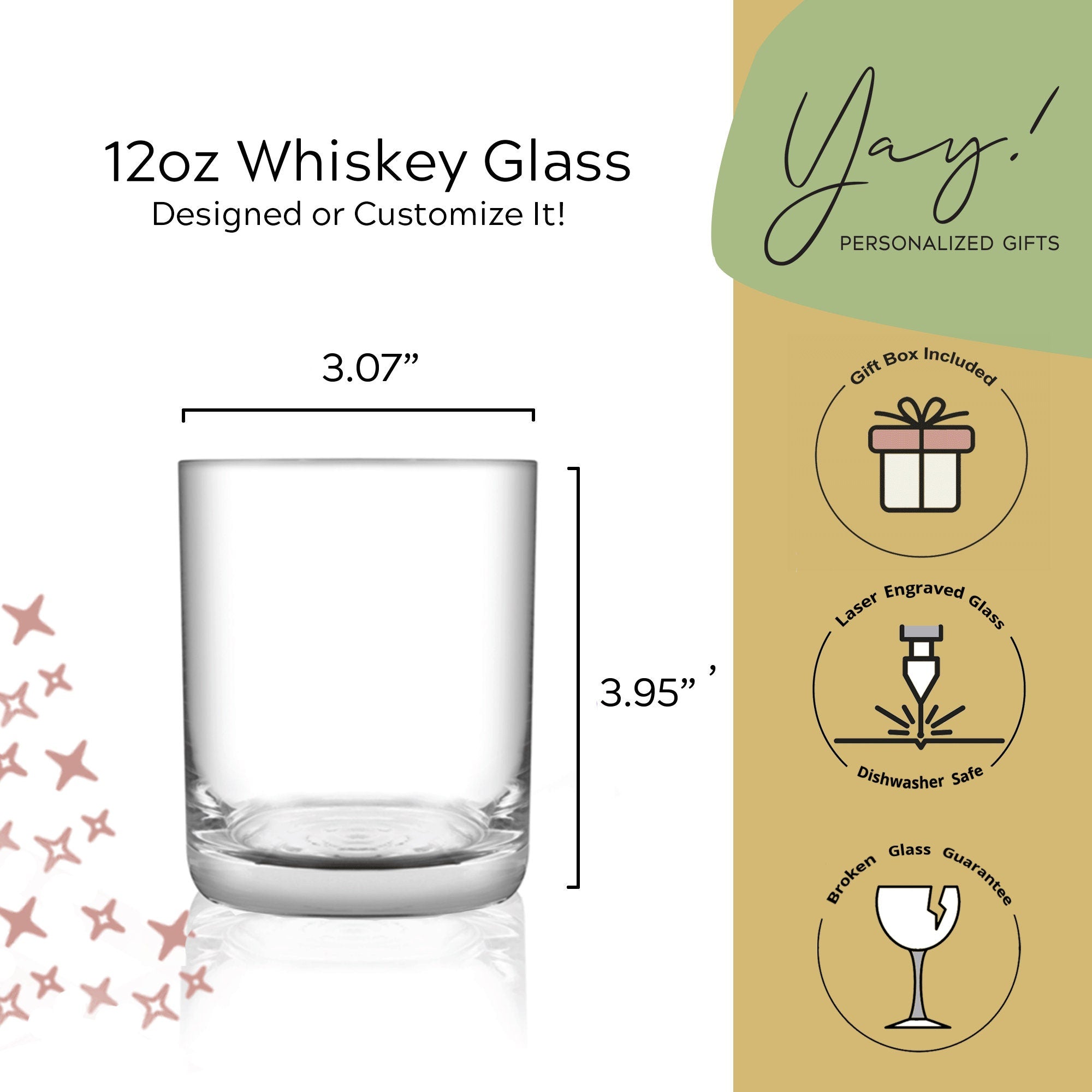 Personalized Whiskey Glass 12oz (One Glass)