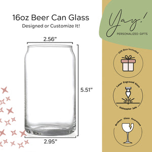 Personalized Beer Can Glass or Iced Coffee (One Glass)