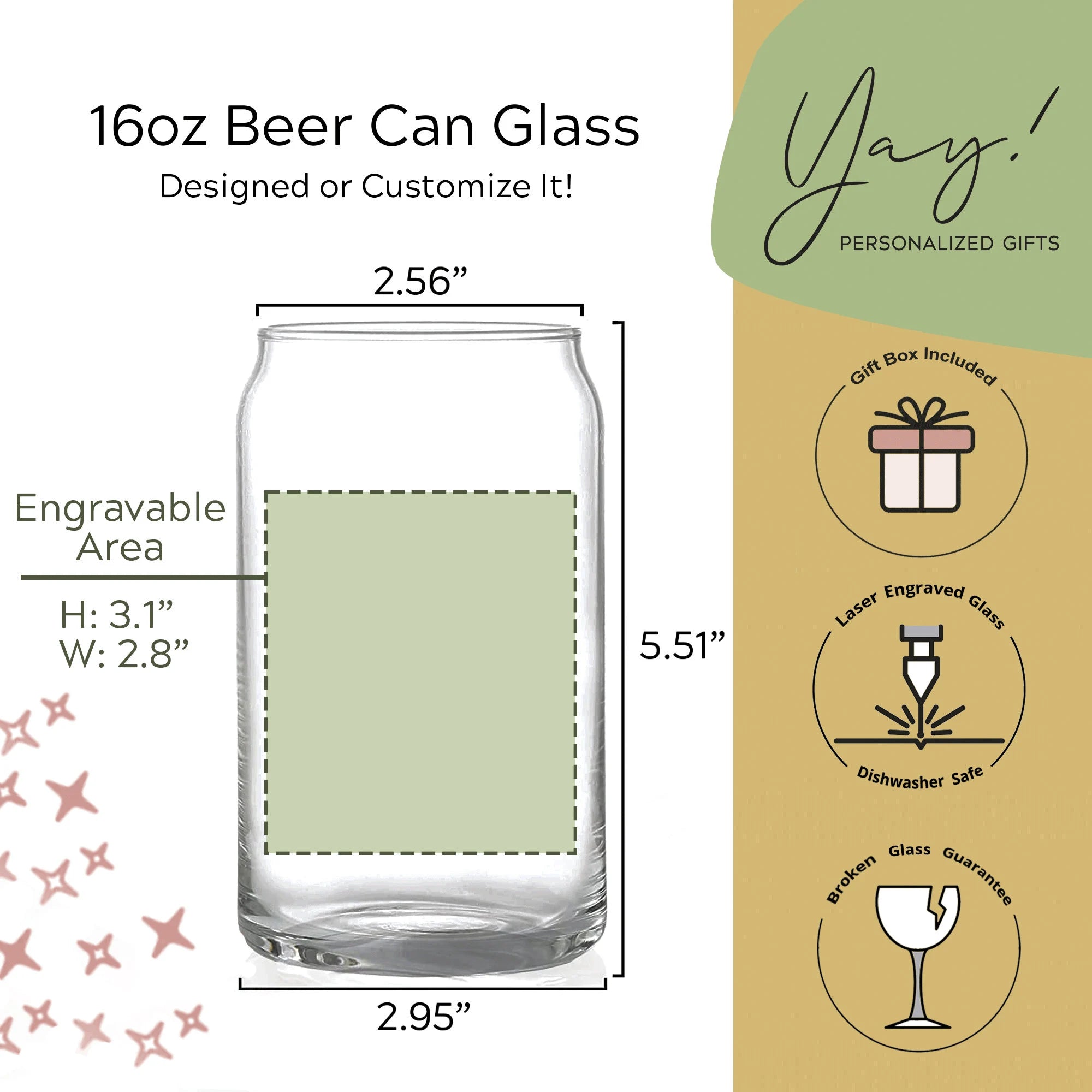 Custom Design Beer Can Glass 16oz Custom Can Glass with Bulk Pricing