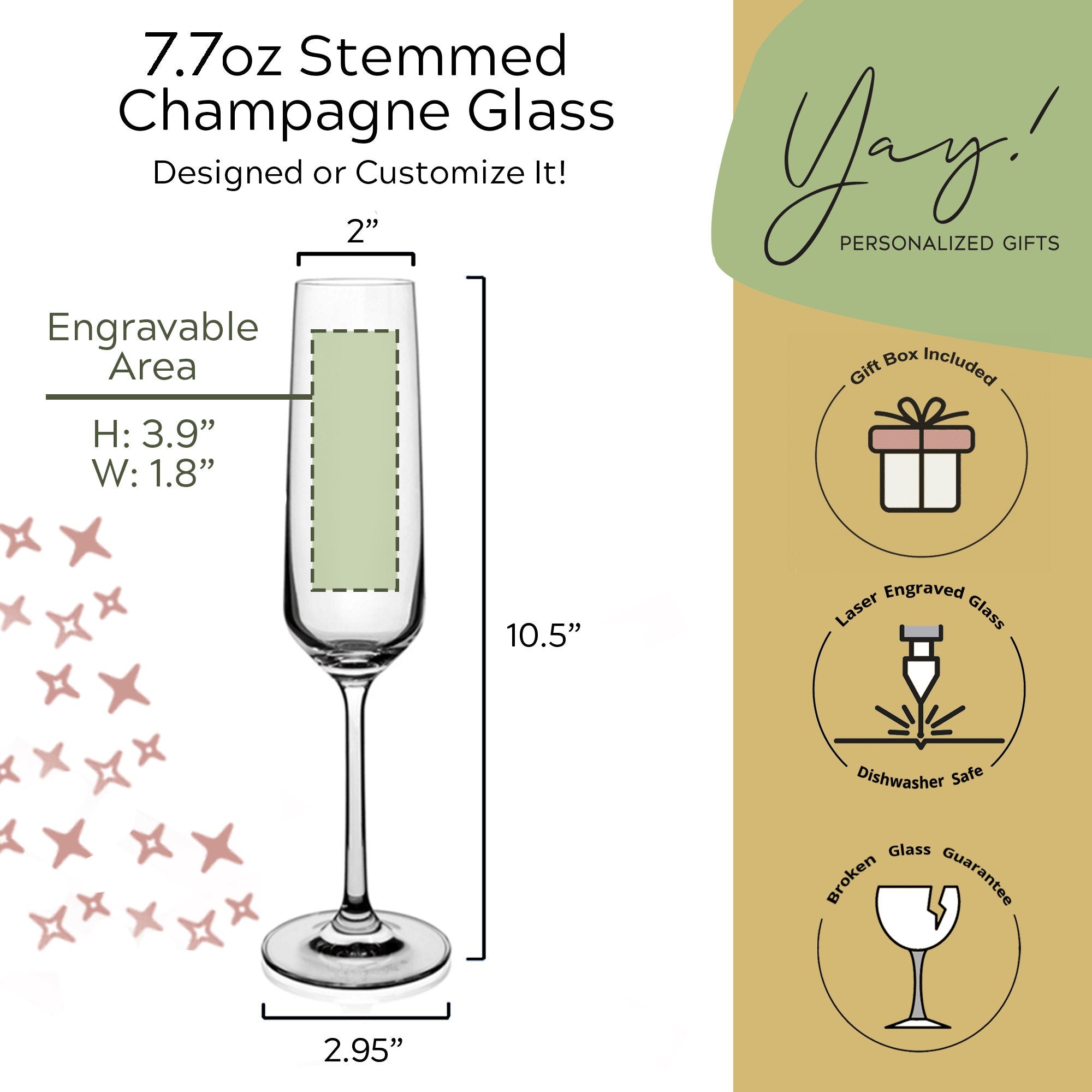 Custom Design Champagne Flutes 7.7 oz Custom Champagne Glass with Bulk Pricing