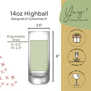 Custom Design Cocktail Glass 14oz Custom Highball Mojito Glass with Bulk Pricing