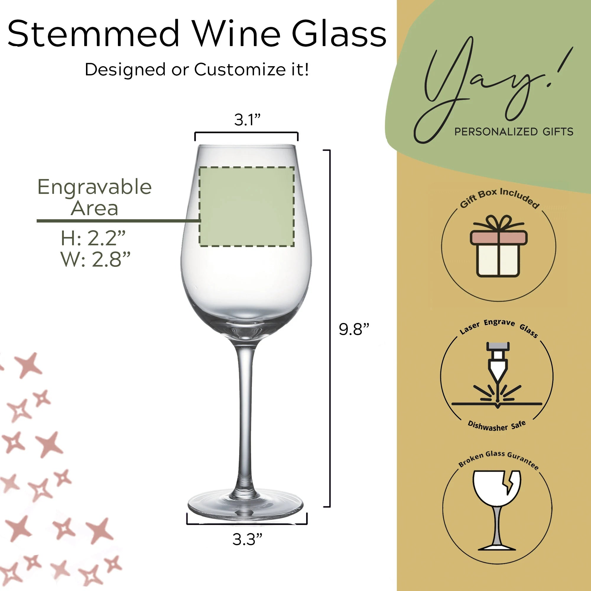 Custom Design Wine Glass 17oz Stemmed with Bulk Pricing