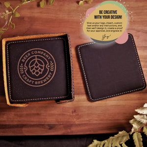 Custom Leather Coaster Set