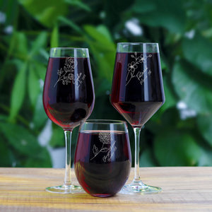 Custom Engraved Birth Month Flower Wine Glass