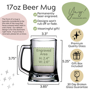 Custom Design Beer Mug 17oz Glass with Bulk Pricing