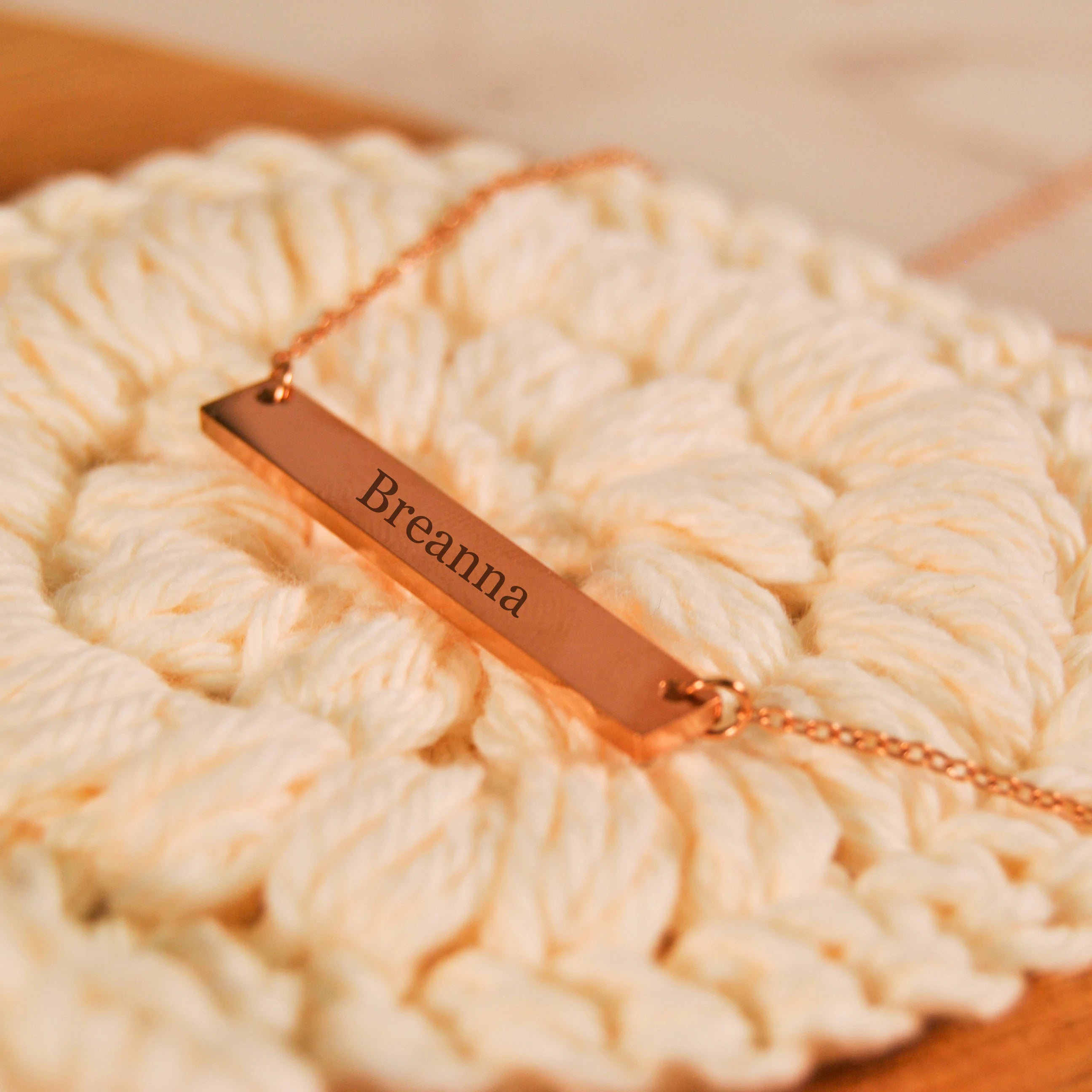 Custom Text Engraved Bar Necklace