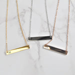 Custom Initial Engraved Bar Necklace