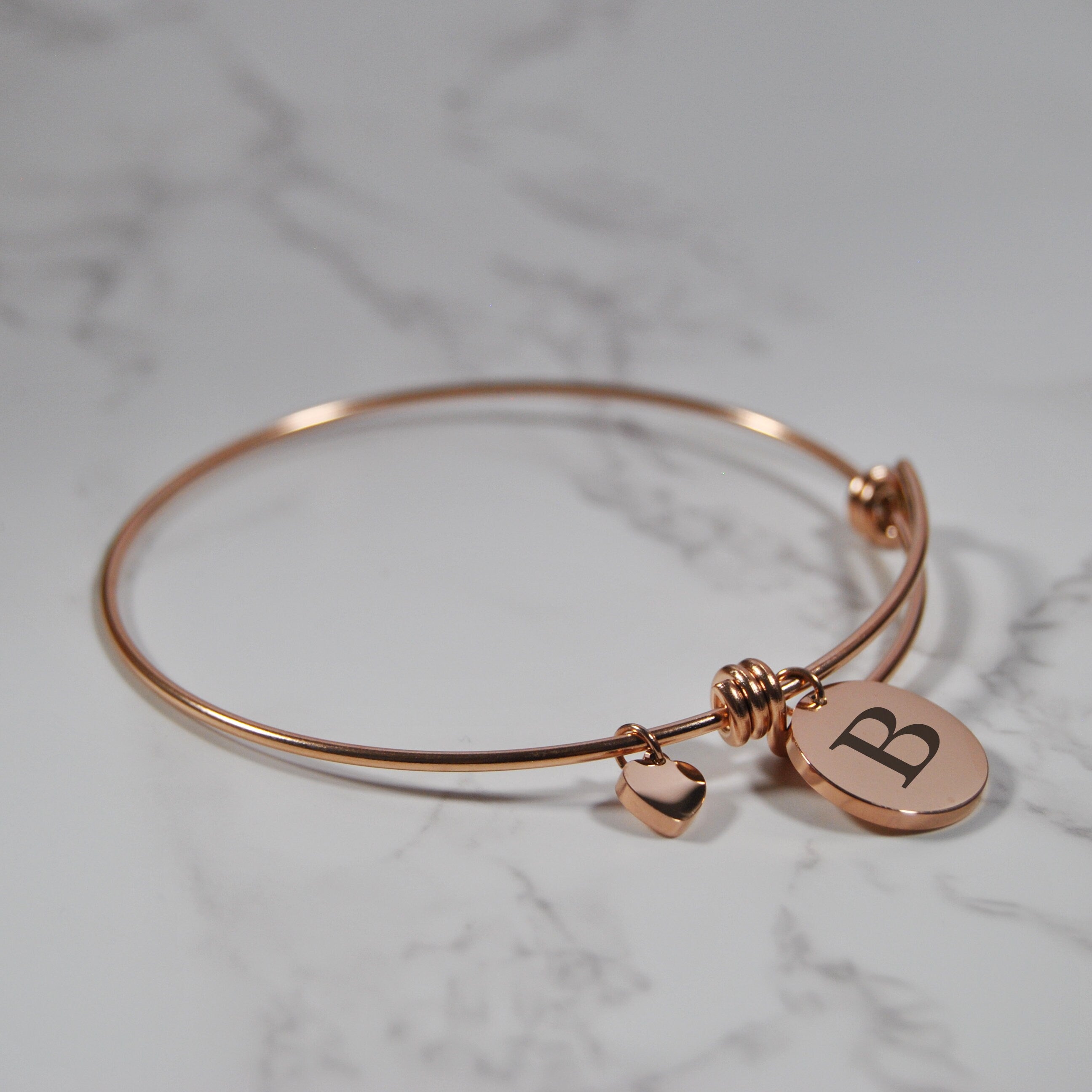 Engraved Custom Initial Bangle Bracelet