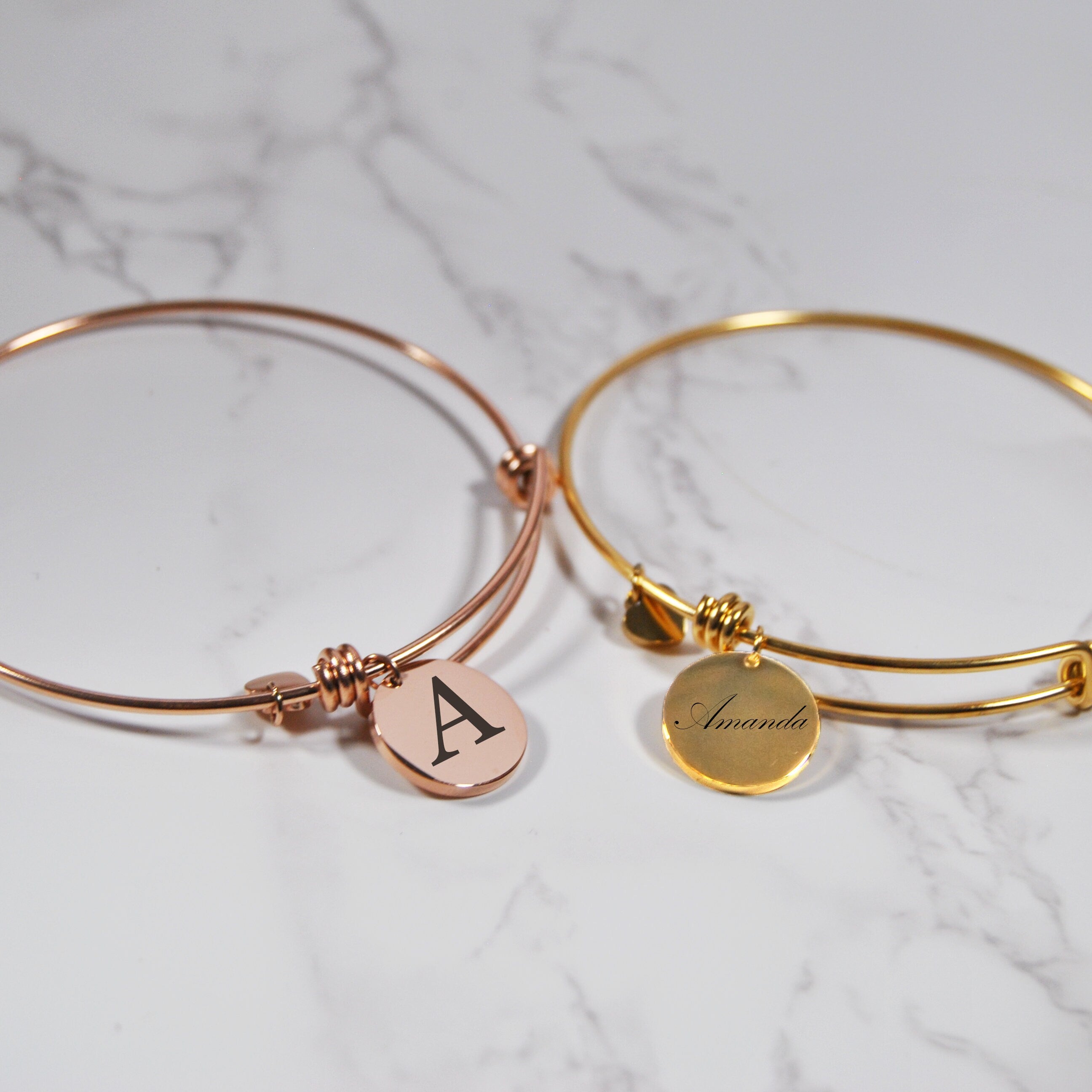 Engraved Custom Initial Bangle Bracelet