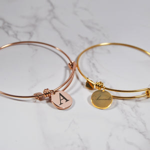 Engraved Custom Initial Bangle Bracelet