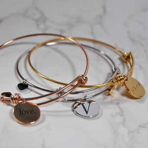 Engraved Custom Initial Bangle Bracelet