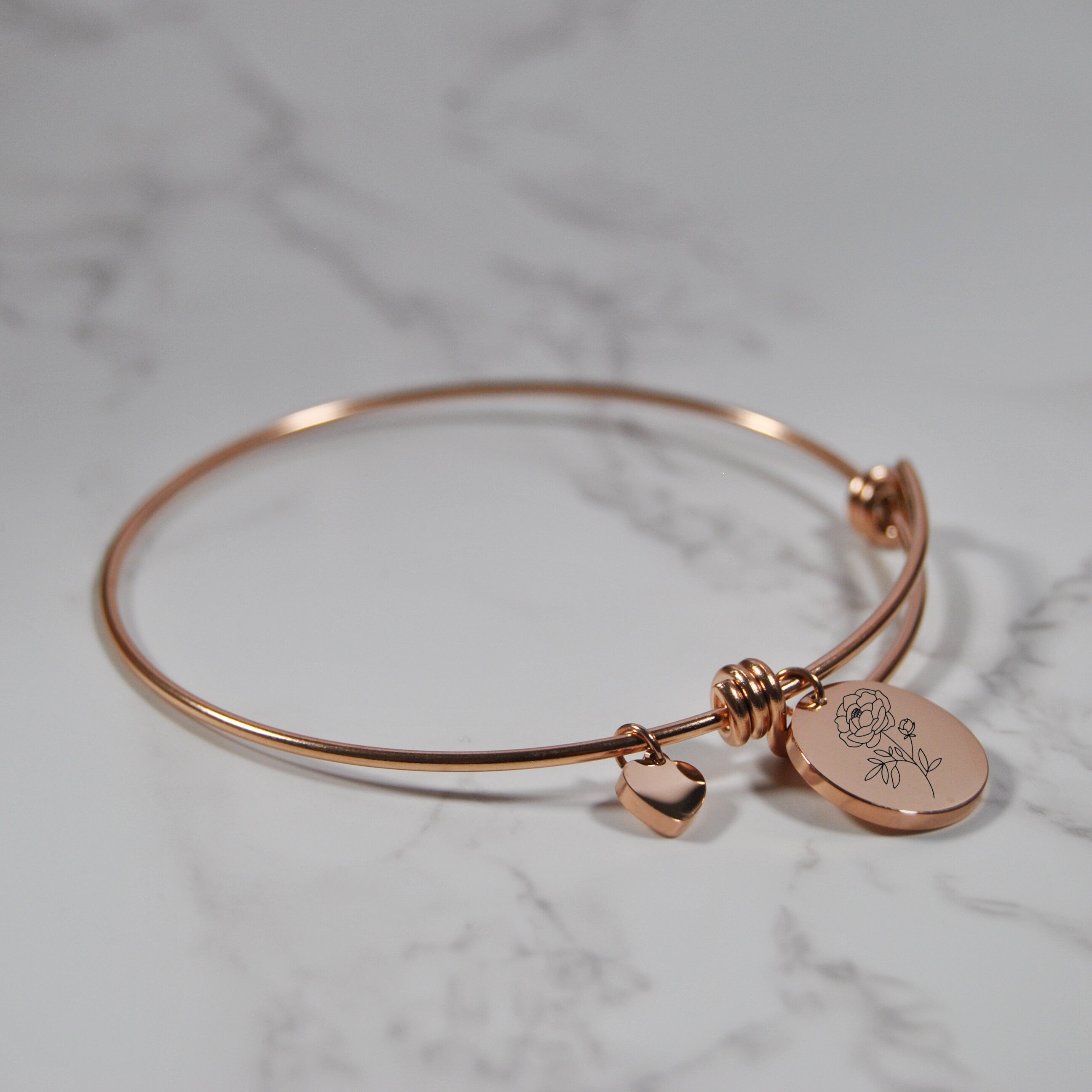 Personalized Engraved Birth Month Bangle Bracelet