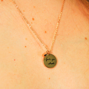 Custom Text Engraved Circle Necklace