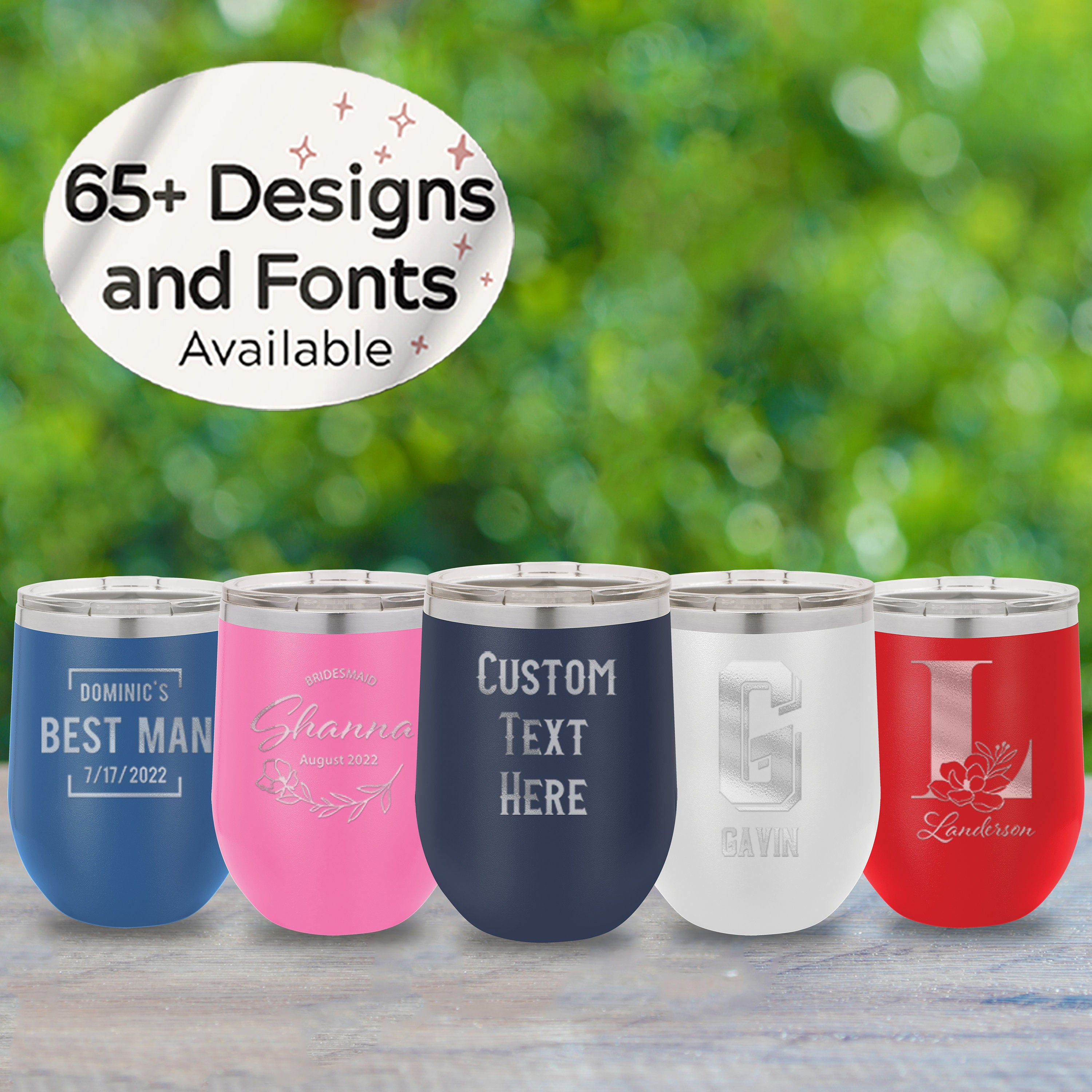 12oz Custom Bridesmaid Wine Tumblers Bachelorette Party Wedding