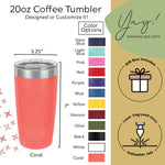 Personalized 20oz Pint Tumbler (One Tumbler)